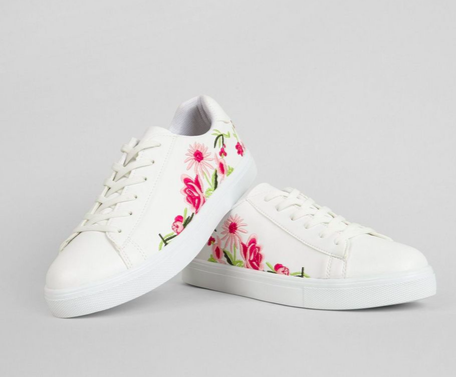 white sneakers with embroidery
